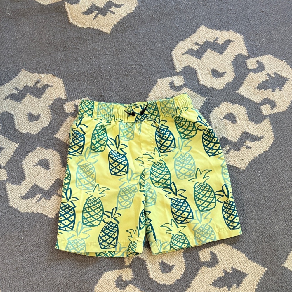 Tea Collection Yellow and Green Pineapple Swim Trunks